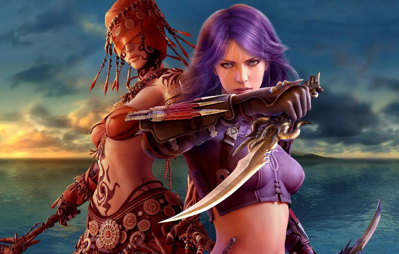 Photo wallpaper sea, knife, Guild Wars