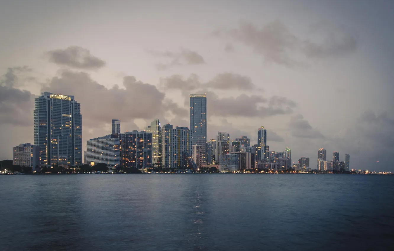 Photo wallpaper the sky, clouds, Miami, the evening, FL, Miami, Florida, flats