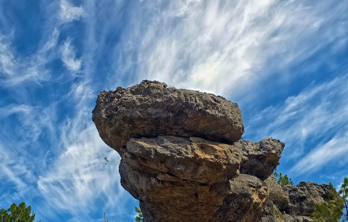 Photo wallpaper the sky, clouds, stones, rocks