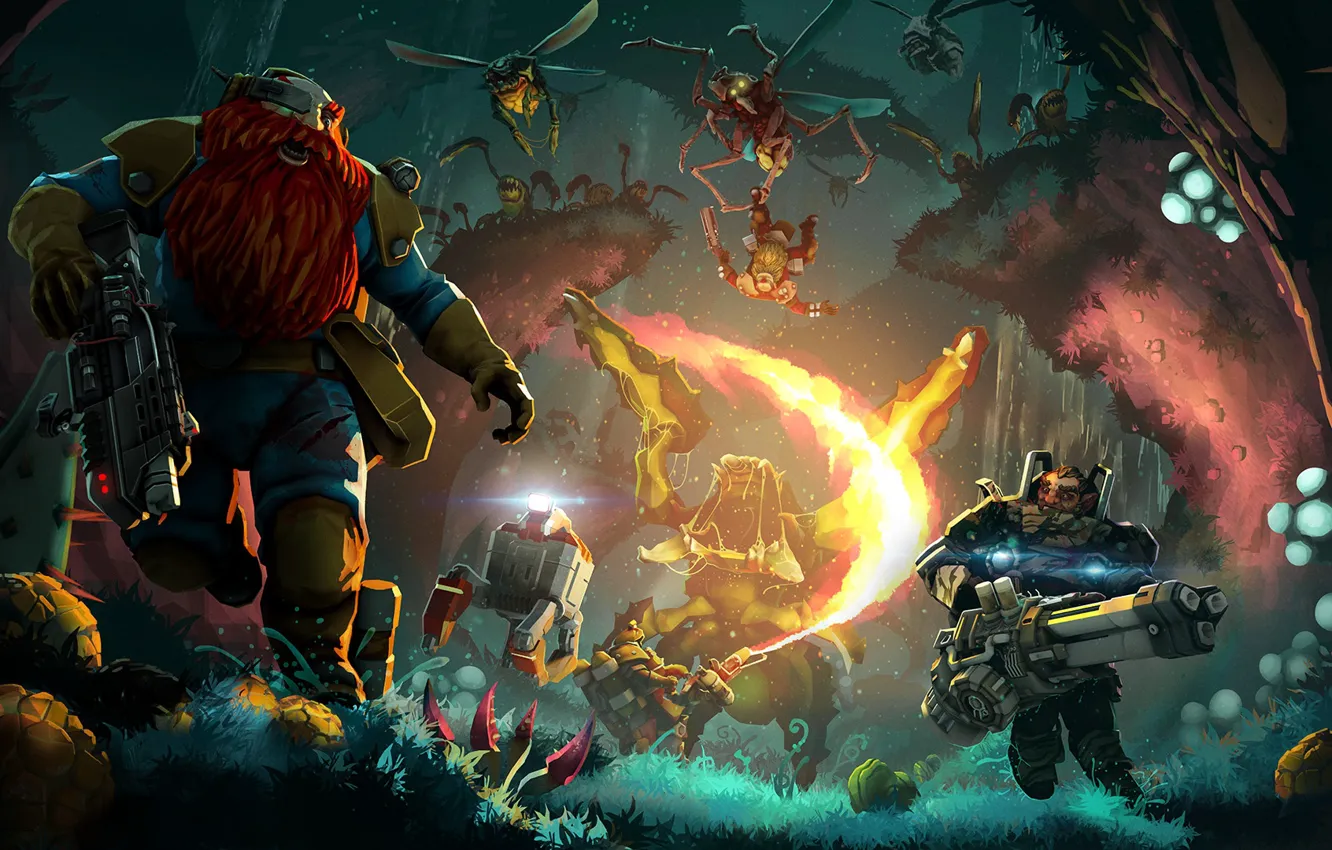Photo wallpaper forest, jungle, insect, dwarf, Deep Rock Galactic