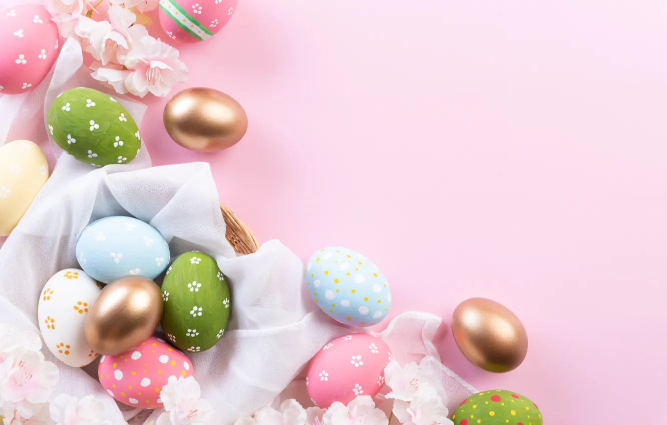 Photo wallpaper background, eggs, colorful, Easter, happy, pink, Easter, eggs