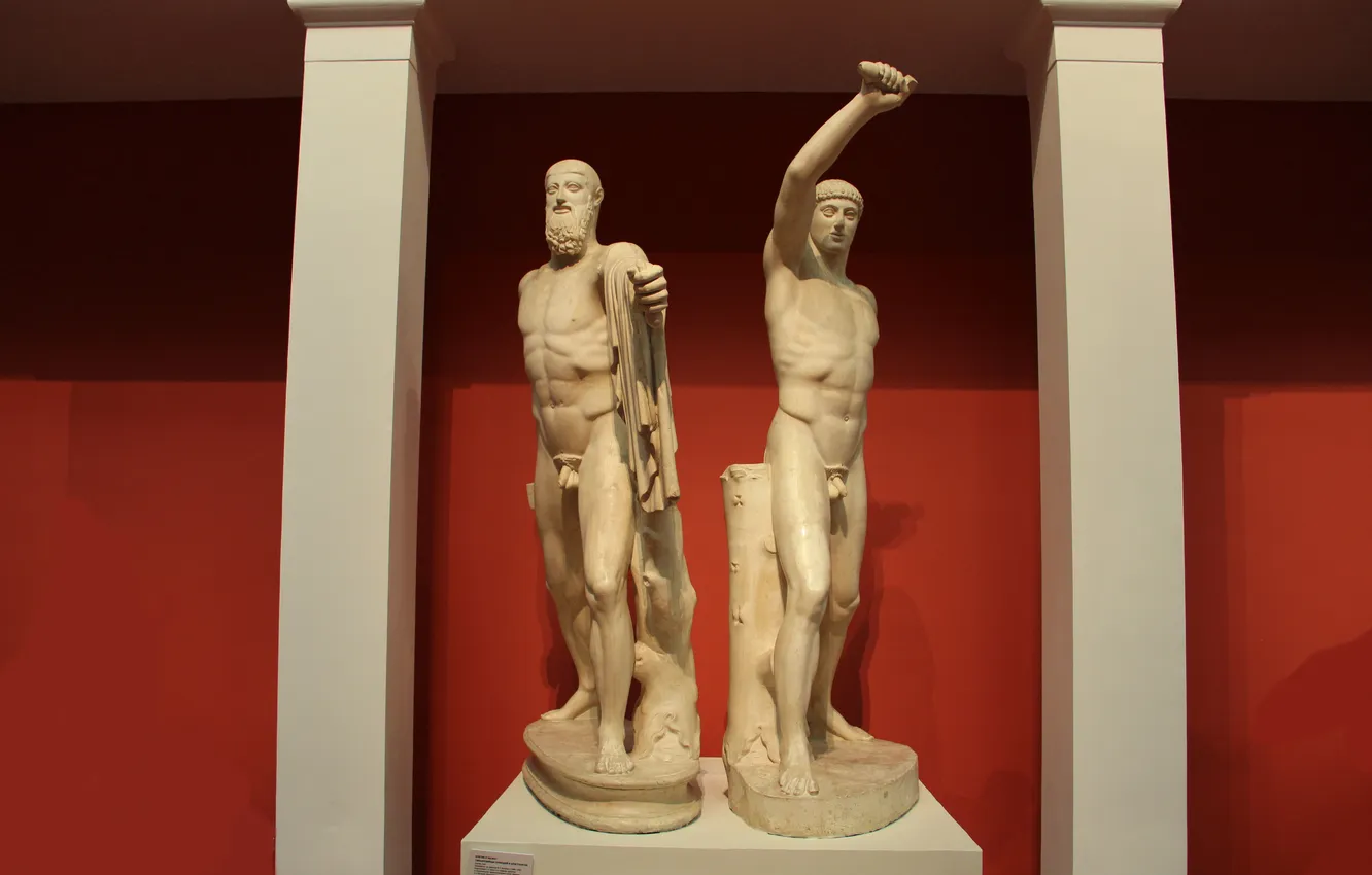 Photo wallpaper Moscow, male, statue, sculpture, two, naked, cast, The Pushkin State Museum