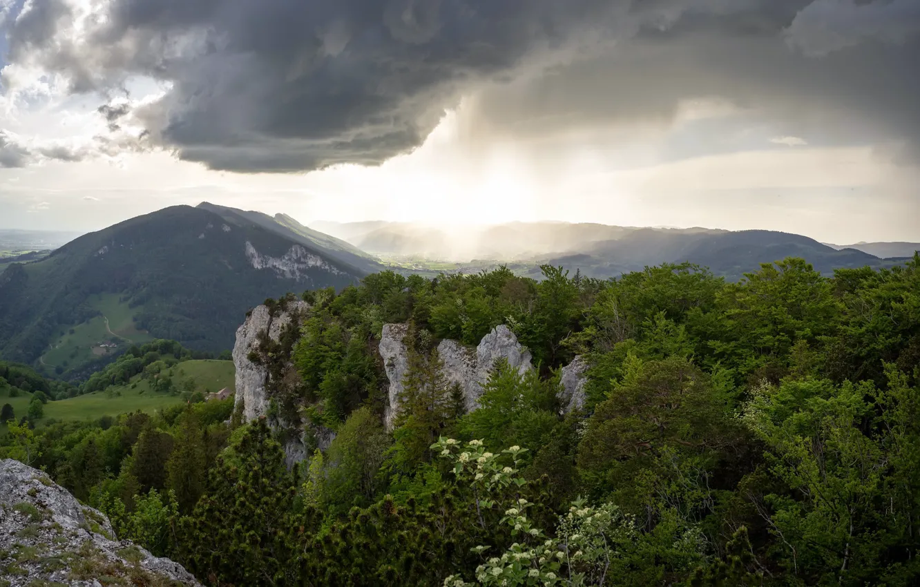 Photo wallpaper the sky, mountains, nature