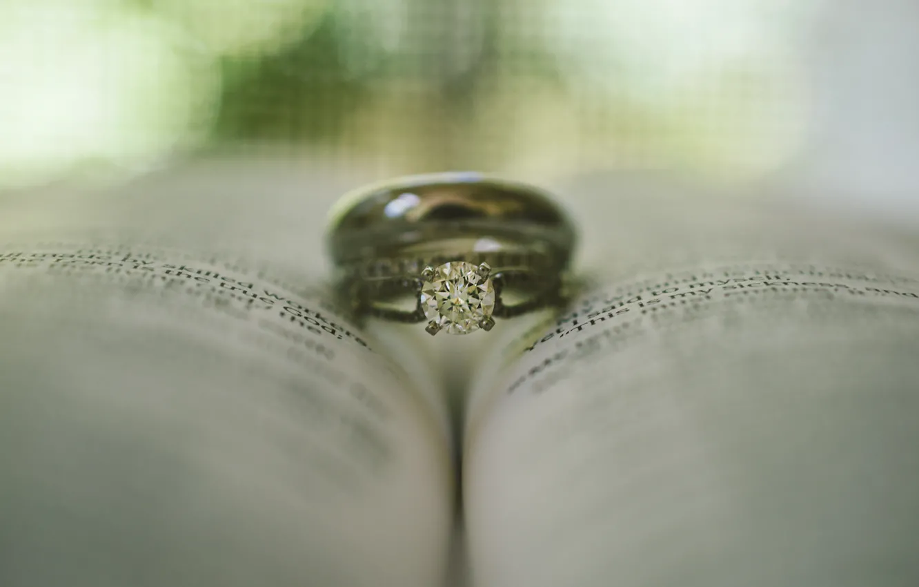 Photo wallpaper stone, ring, book, wedding