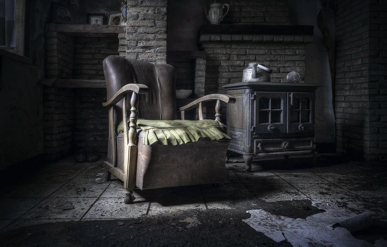 Photo wallpaper room, chair, kettle