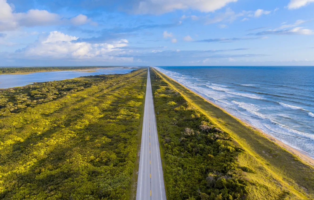 Photo wallpaper road, sea, panorama