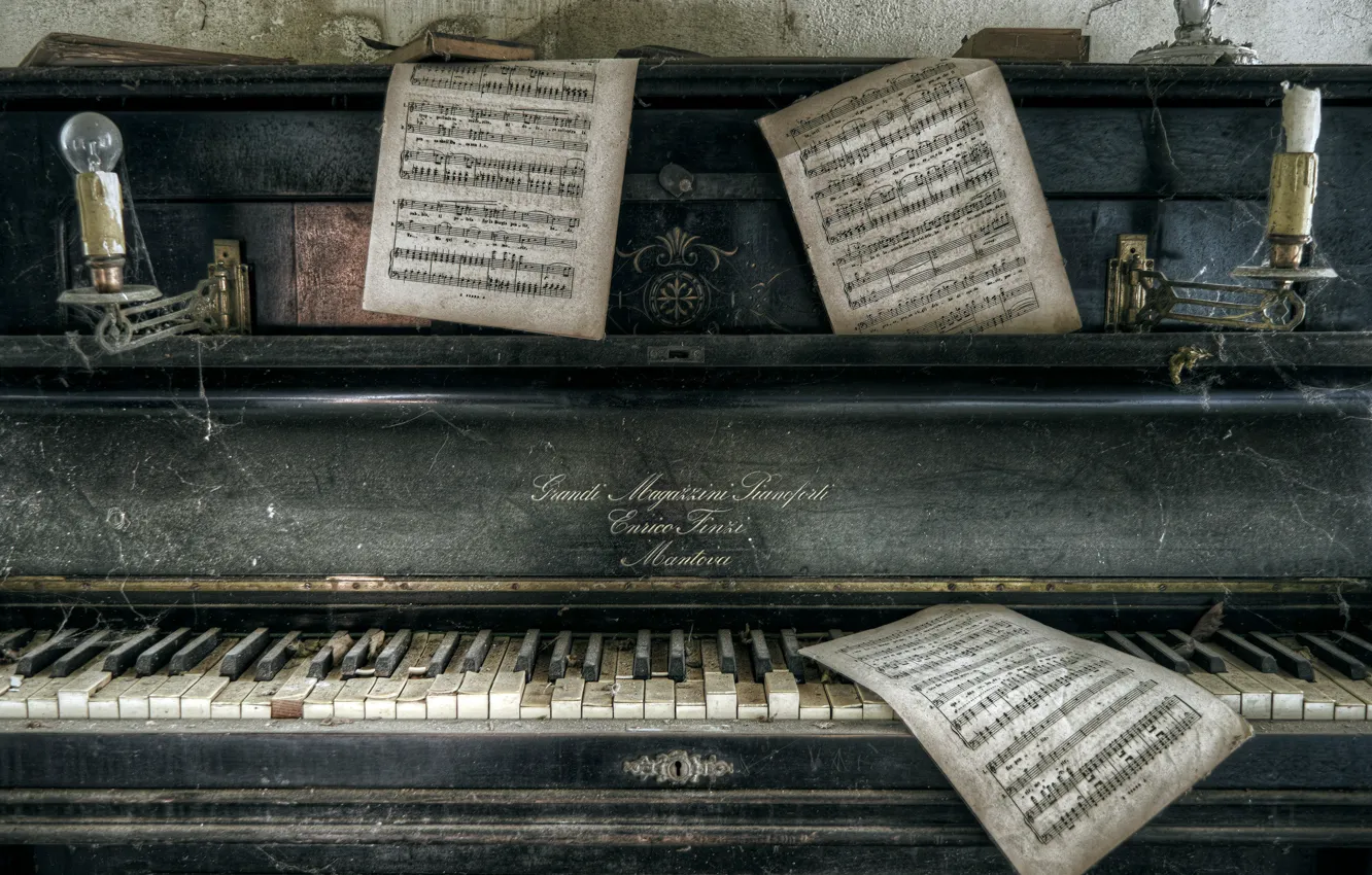Photo wallpaper notes, music, piano