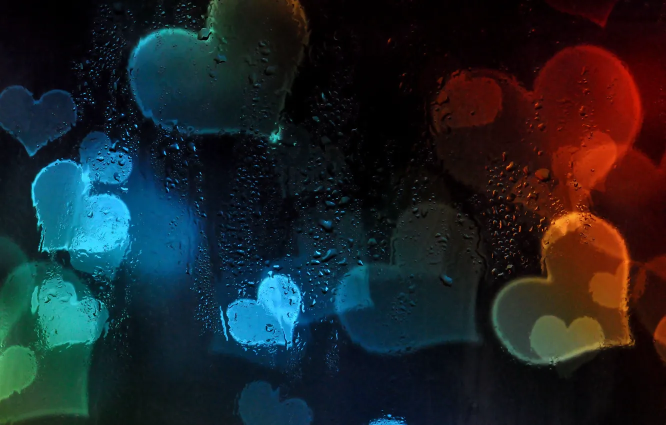 Photo wallpaper light, abstraction, heart, lovers, heart, Valentin, glass drops