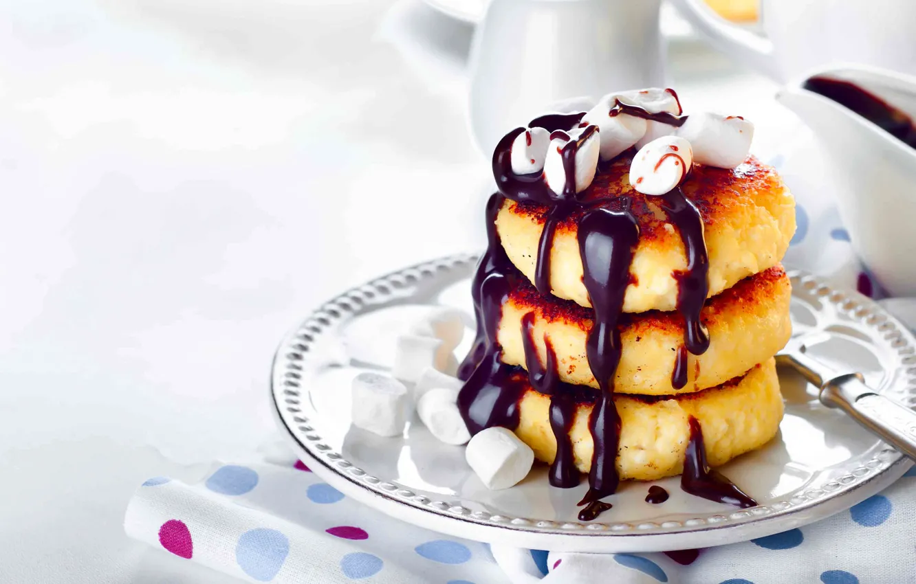 Photo wallpaper chocolate, marshmallows, cheesecakes