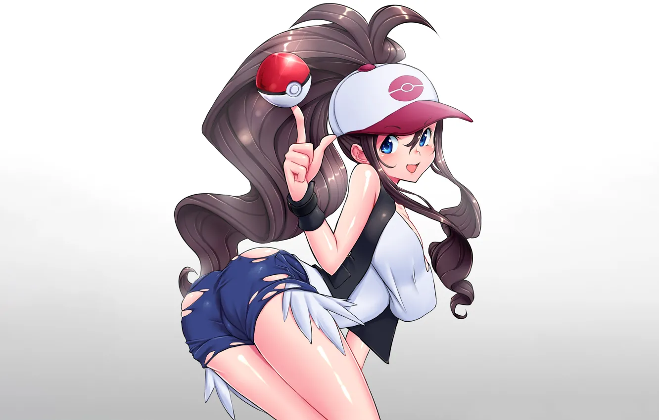 Photo wallpaper girl, sexy, ass, cleavage, shorts, long hair, brown hair, boobs