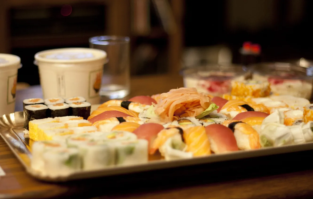 Photo wallpaper figure, Food, sushi, wasabi, rolls, sushi bar