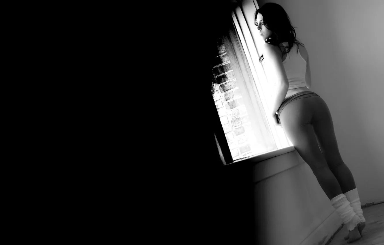Photo wallpaper girl, mood, window, waiting