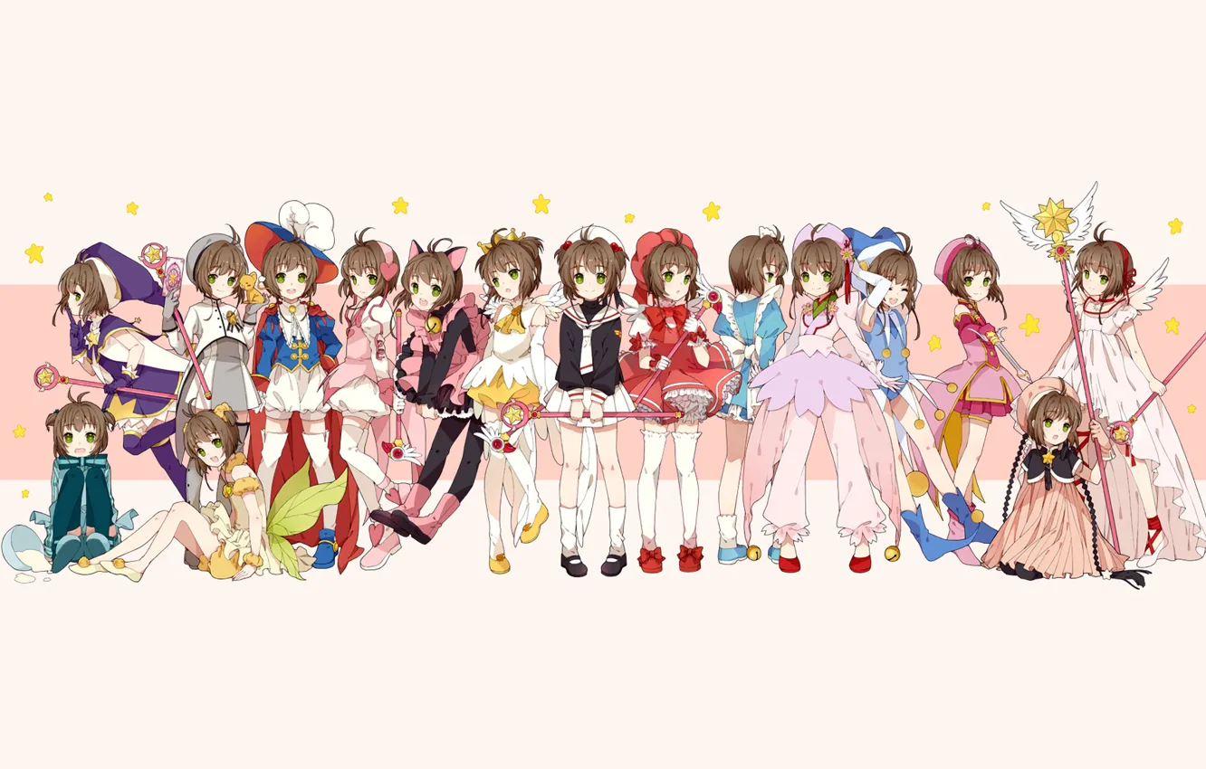Photo wallpaper pose, clothing, map, Sakura, Cardcaptor Sakura