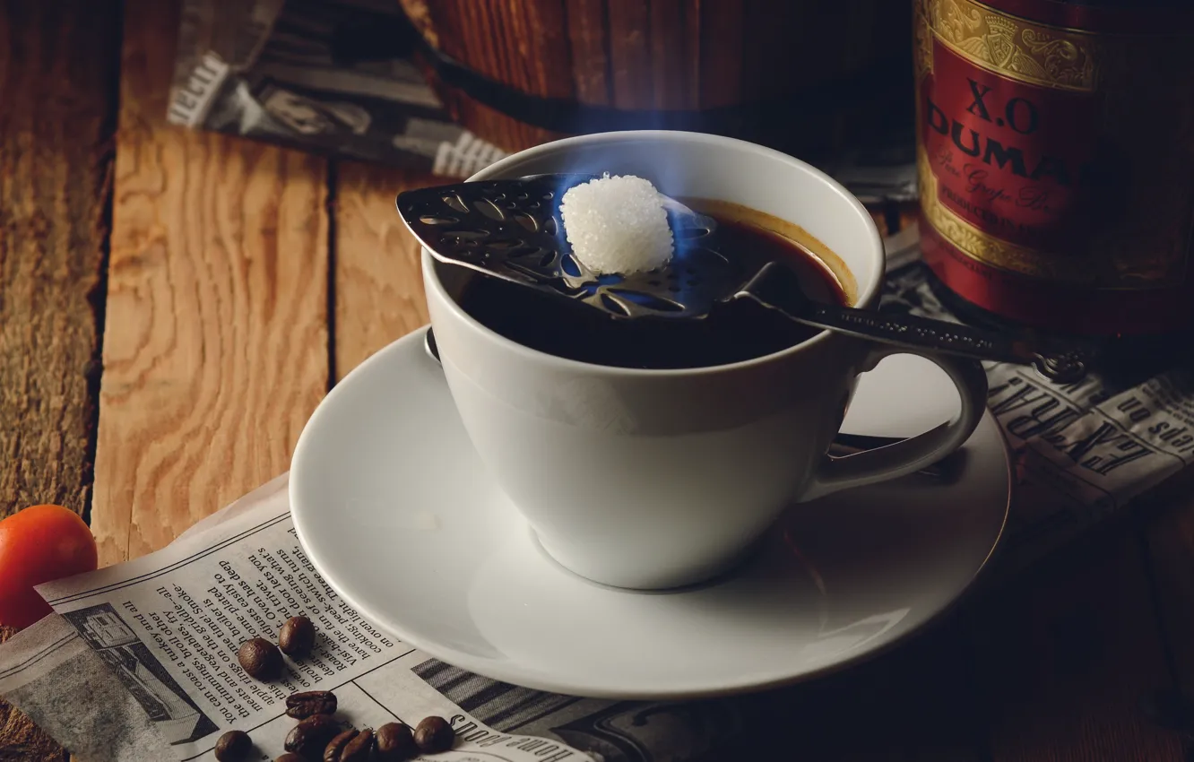 Photo wallpaper coffee, Cup, sugar, drink