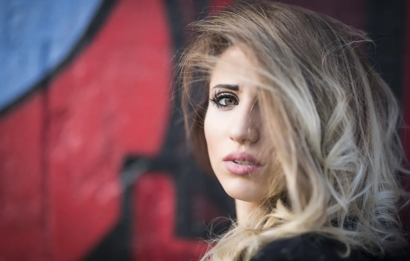 Photo wallpaper eyes, look, face, background, model, hair, beauty, Taty