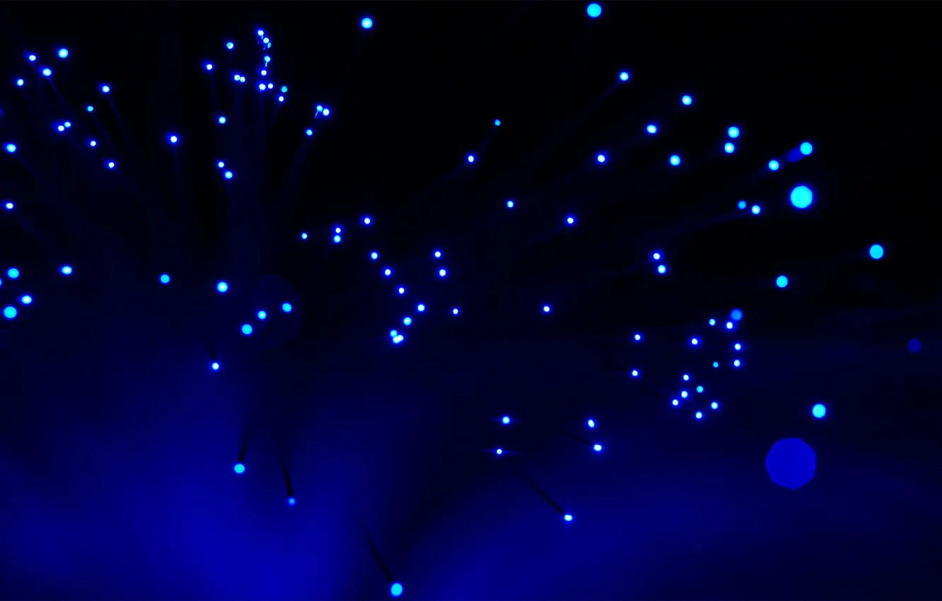 Photo wallpaper blue, LEDs, garland