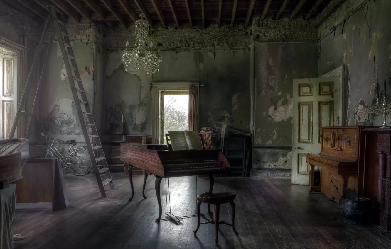 Photo wallpaper room, interior, piano