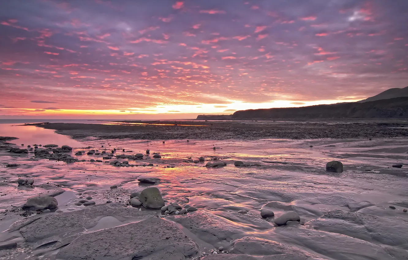 Photo wallpaper sea, landscape, sunset