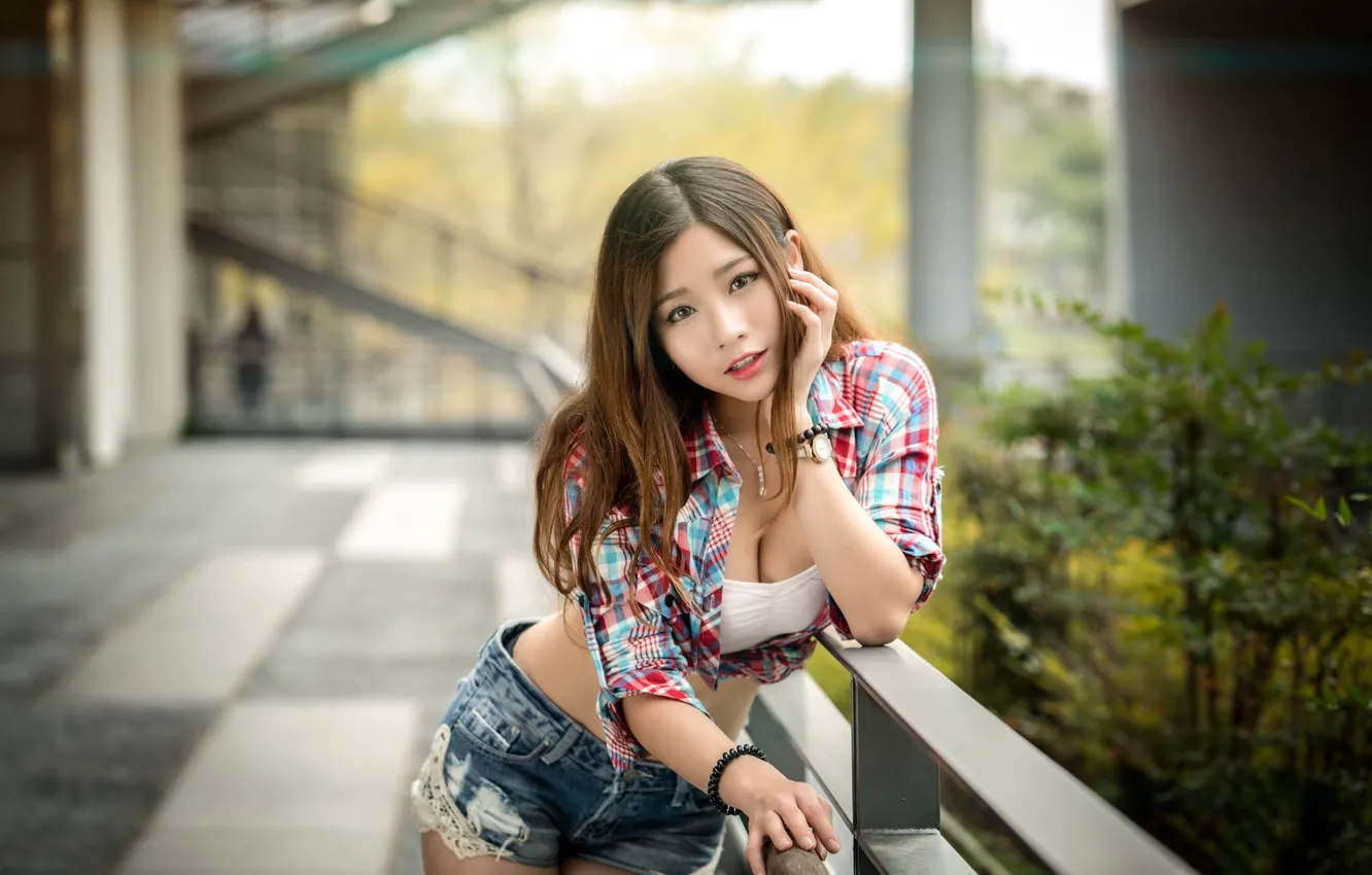 Photo wallpaper girl, pose, Asian, cutie
