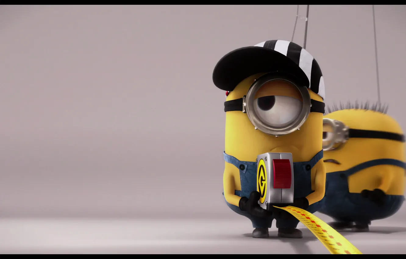 Photo wallpaper background, Wallpaper, despicable me, builders, minion, with a tape measure