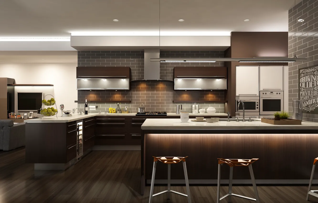 Photo wallpaper design, style, table, interior, kitchen, design, interior, modern