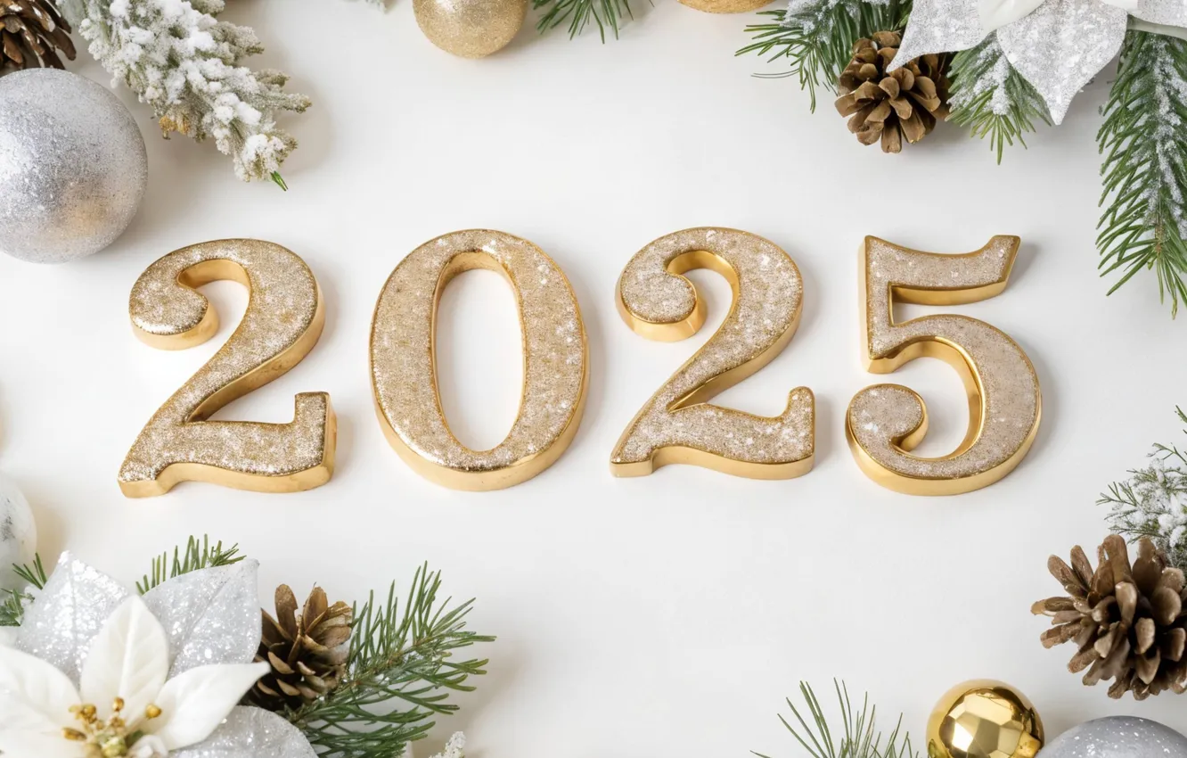 Photo wallpaper figures, New year, date, 2025, AI art, neural network, New Year 2025