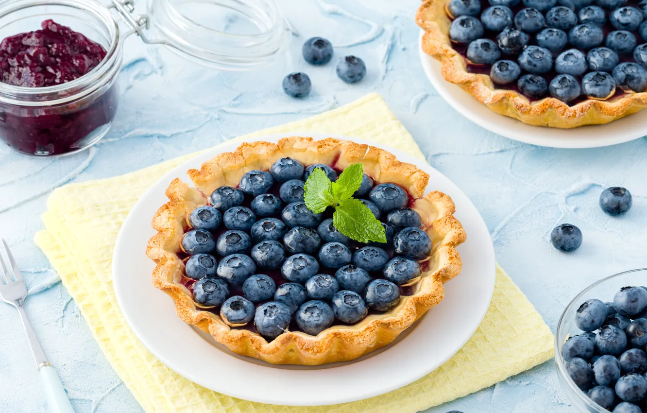 Photo wallpaper blueberries, pie, jam