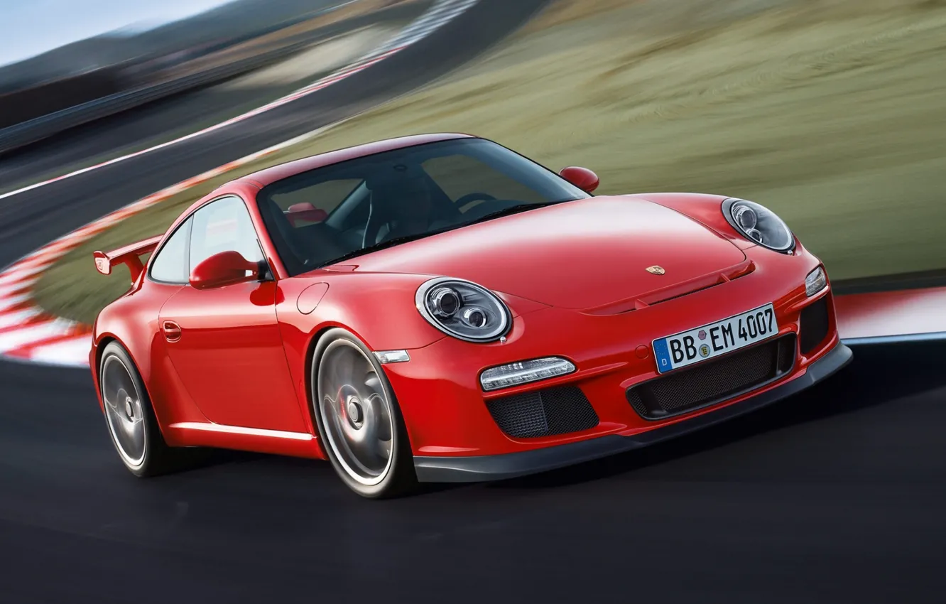 Photo wallpaper 911, 997, Porsche, Porsche, GT3, the front, GT3.red
