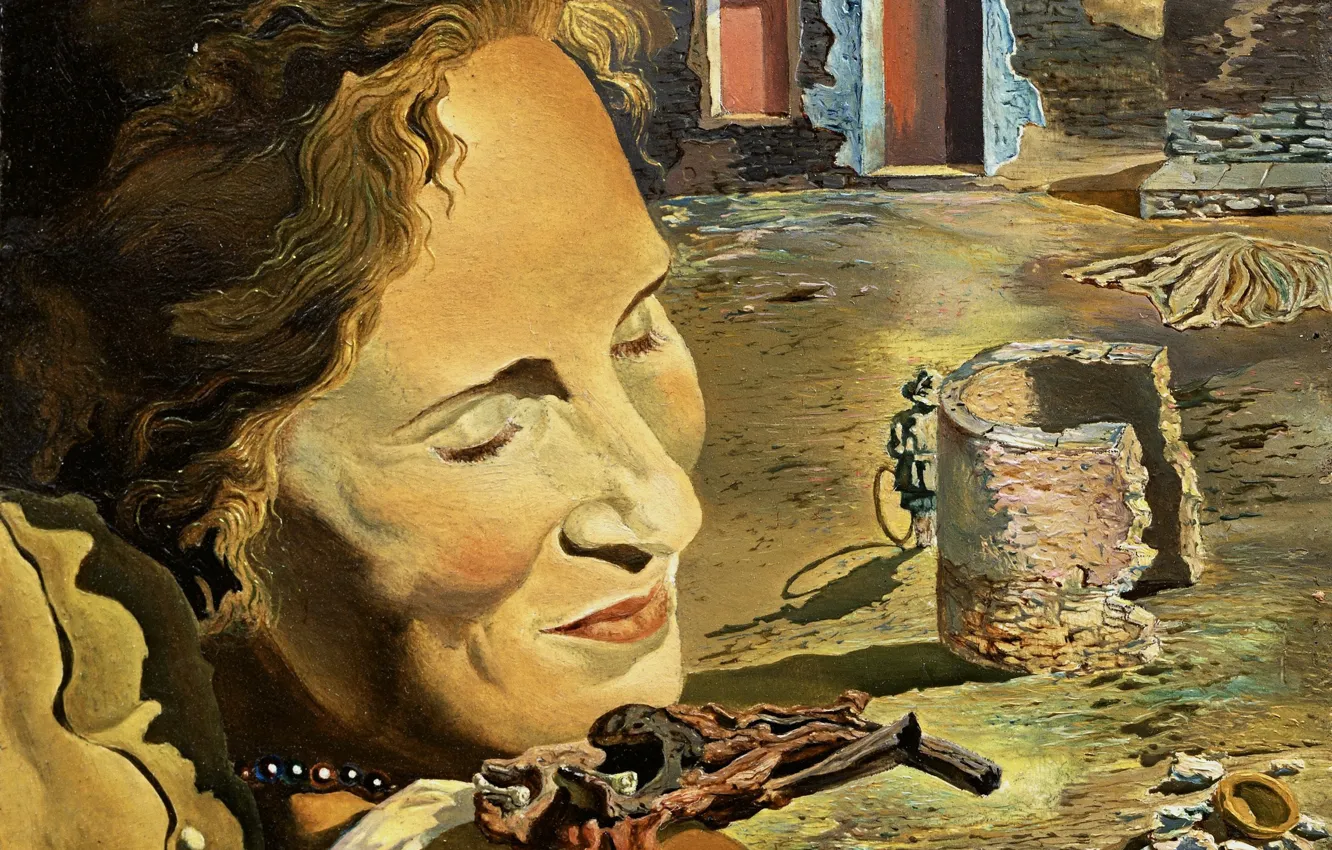 Photo wallpaper surrealism, picture, Salvador Dali, Salvador Dali, Portrait of Gala with Two Lambs
