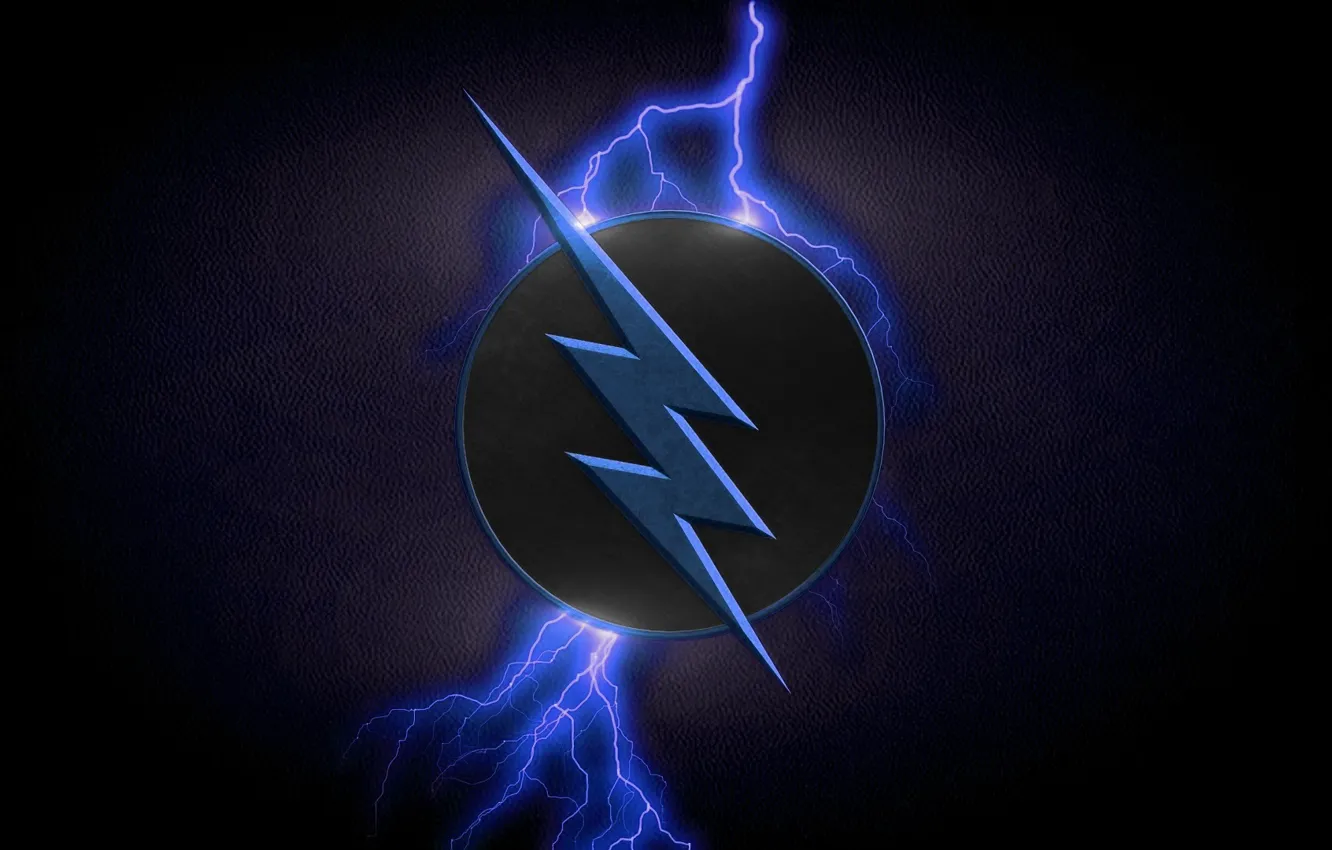 Photo wallpaper logo, lightning, blue, symbol, comics, serial, Zoom, television