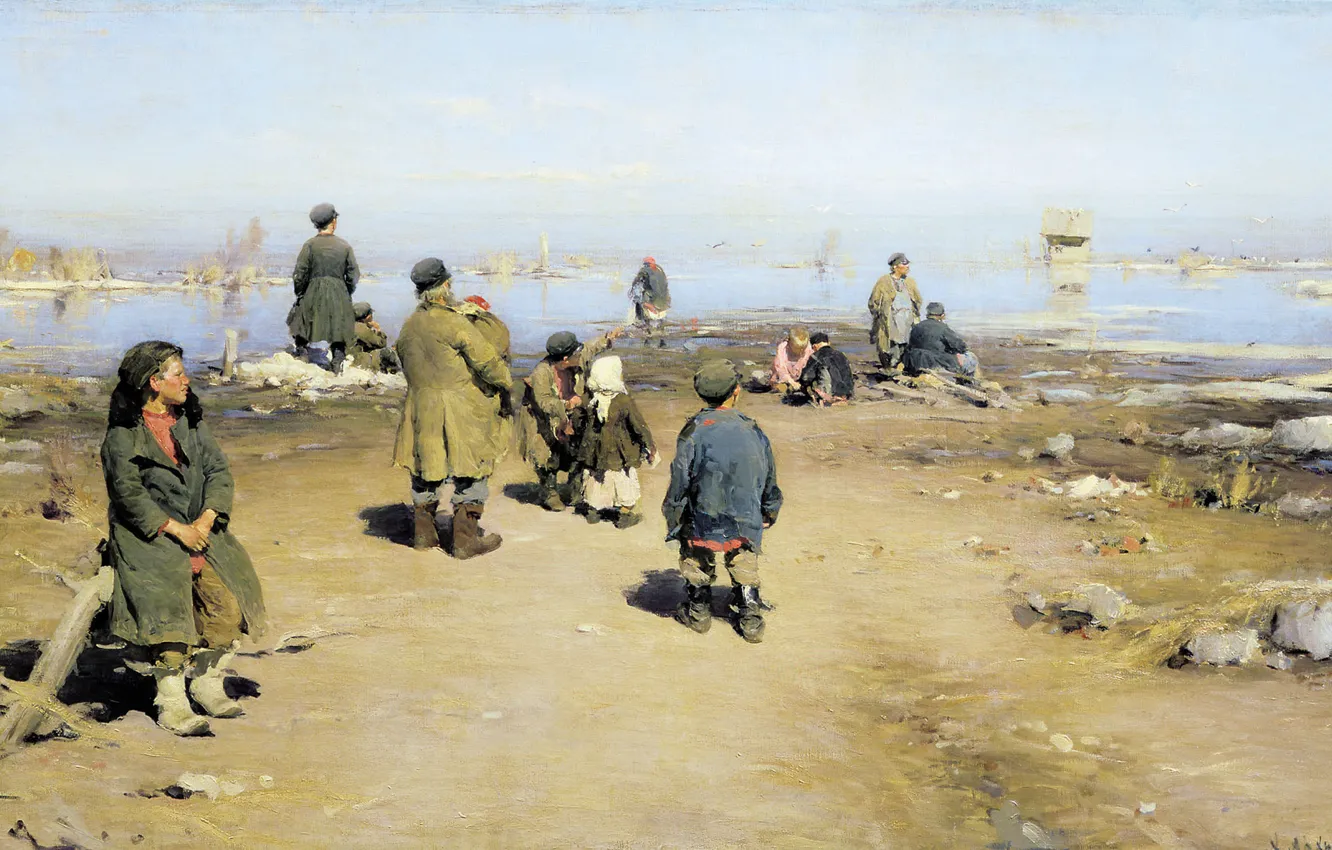 Photo wallpaper oil, canvas, 70х136 cm, The ice has gone. 1895, (1862 — 1930), Arkhipov Abram