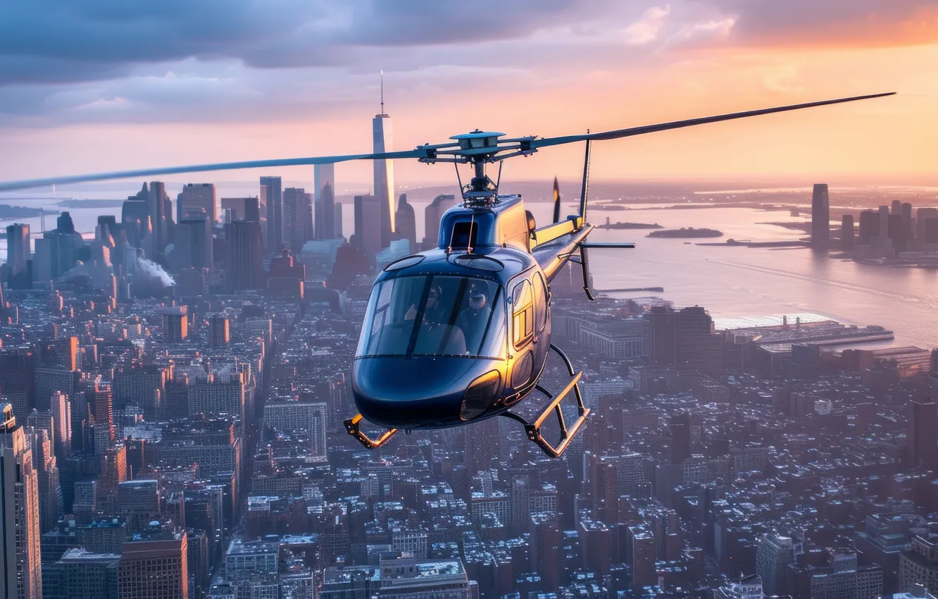 Photo wallpaper flight, aviation, technique, helicopter, AI art, neural network