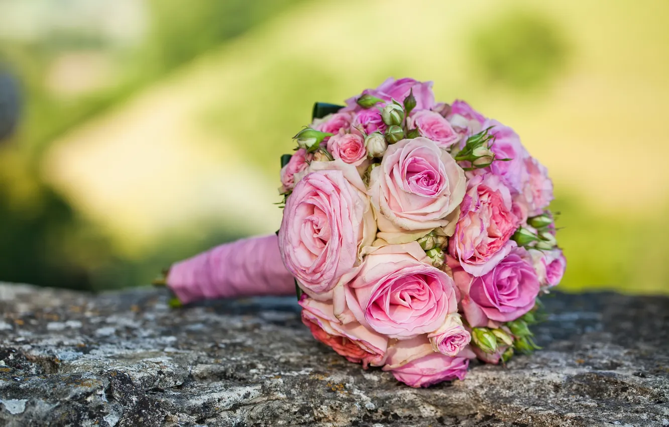 Photo wallpaper flowers, bouquet, flowers, bouquet, pink roses, pink roses
