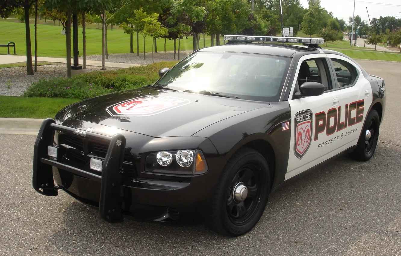 Photo wallpaper car, machine, Dodge, muscle, police, Dodge Charger
