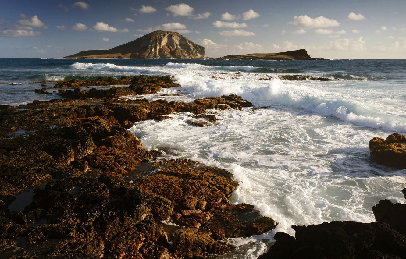 Photo wallpaper sea, wave, foam, squirt, nature, stones, rocks, sea