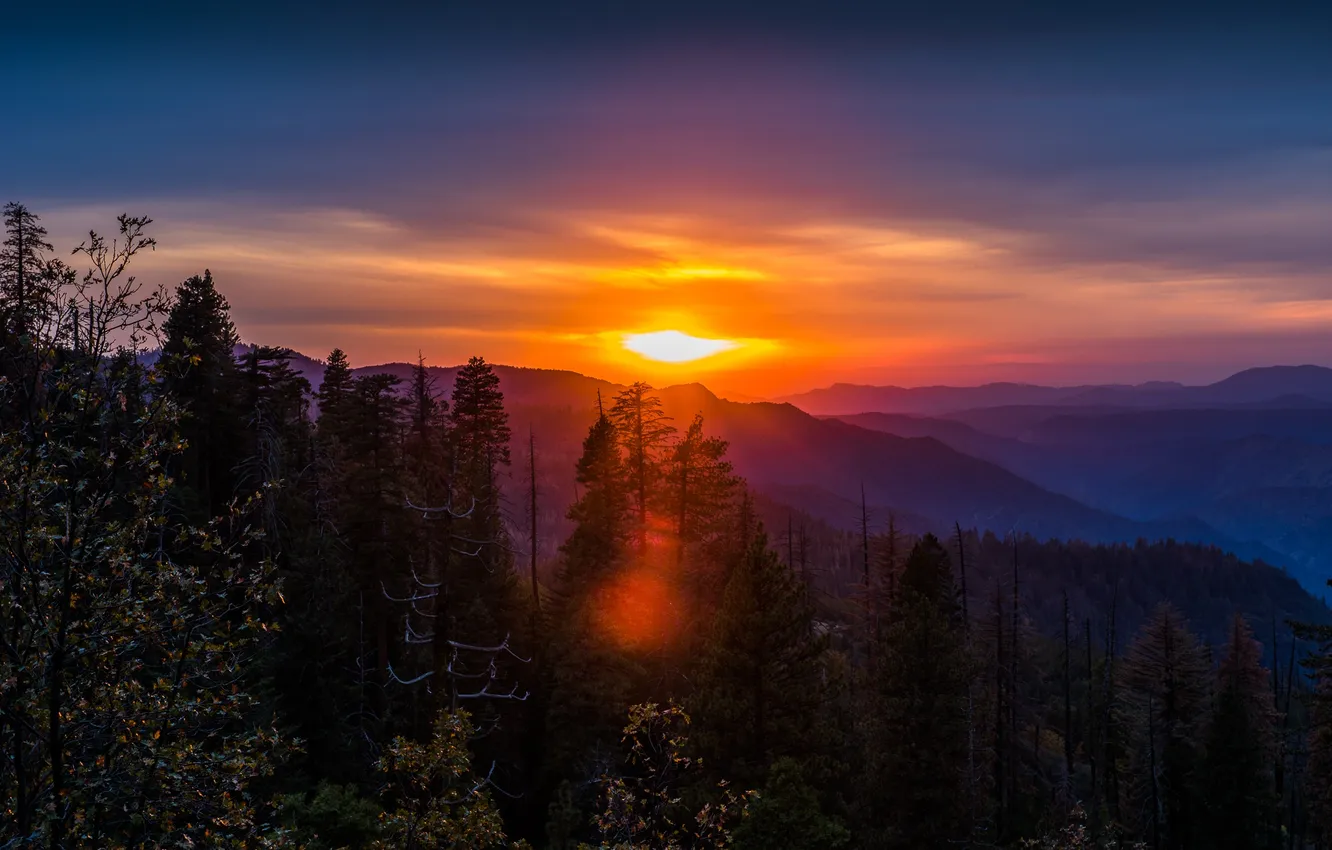 Photo wallpaper landscape, sunset, nature