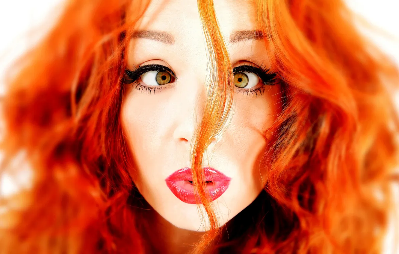 Photo wallpaper makeup, faces, redhead, curls