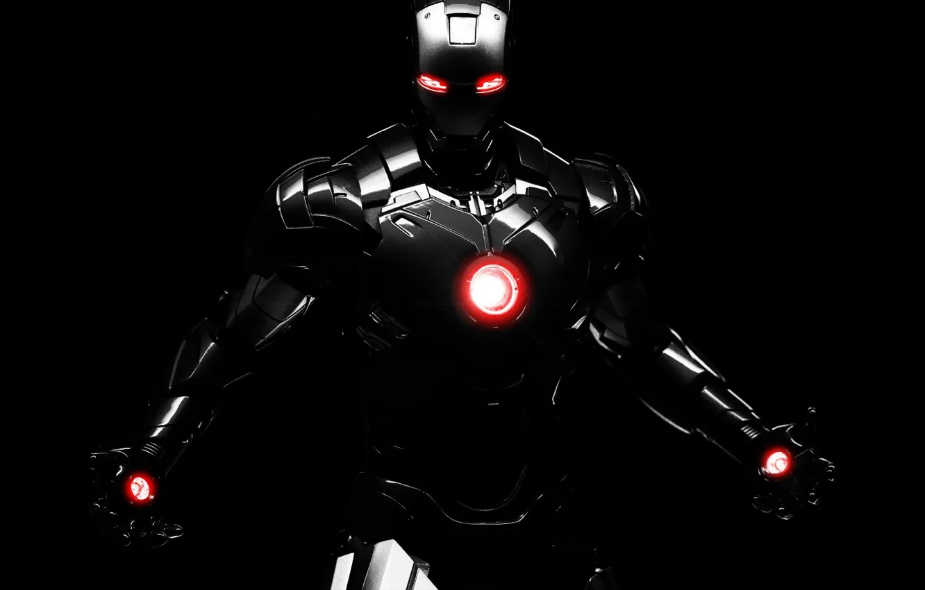 Photo wallpaper dark, robot, background, marvel, comics, iron man, dark iron man