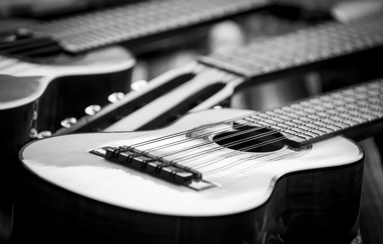 Photo wallpaper macro, music, guitar