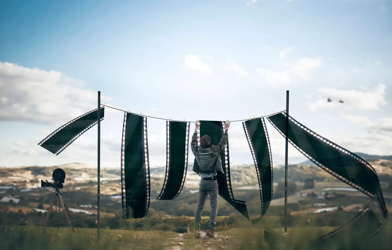 Photo wallpaper guy, film, drying, Vincent Bourilhon