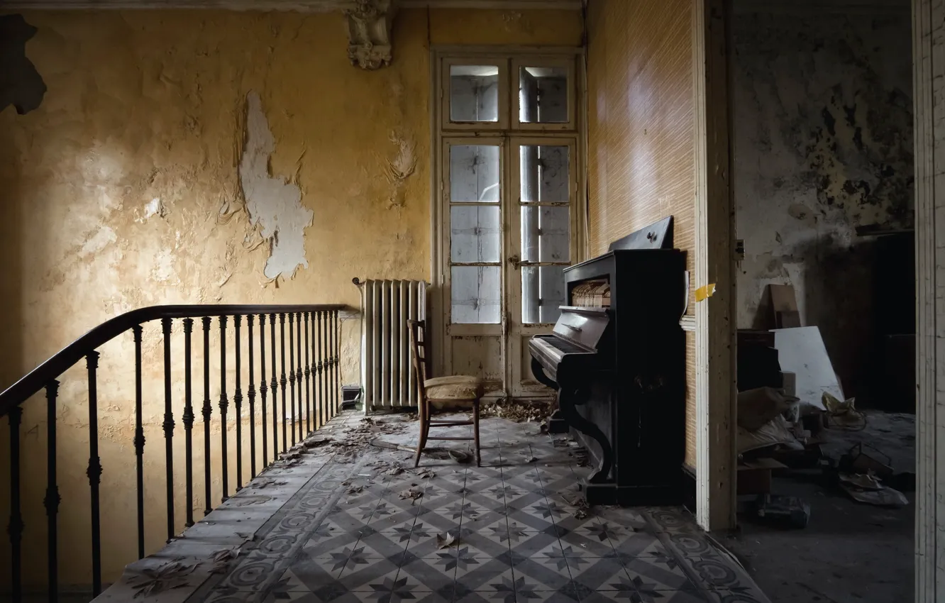 Photo wallpaper background, ladder, pianiino