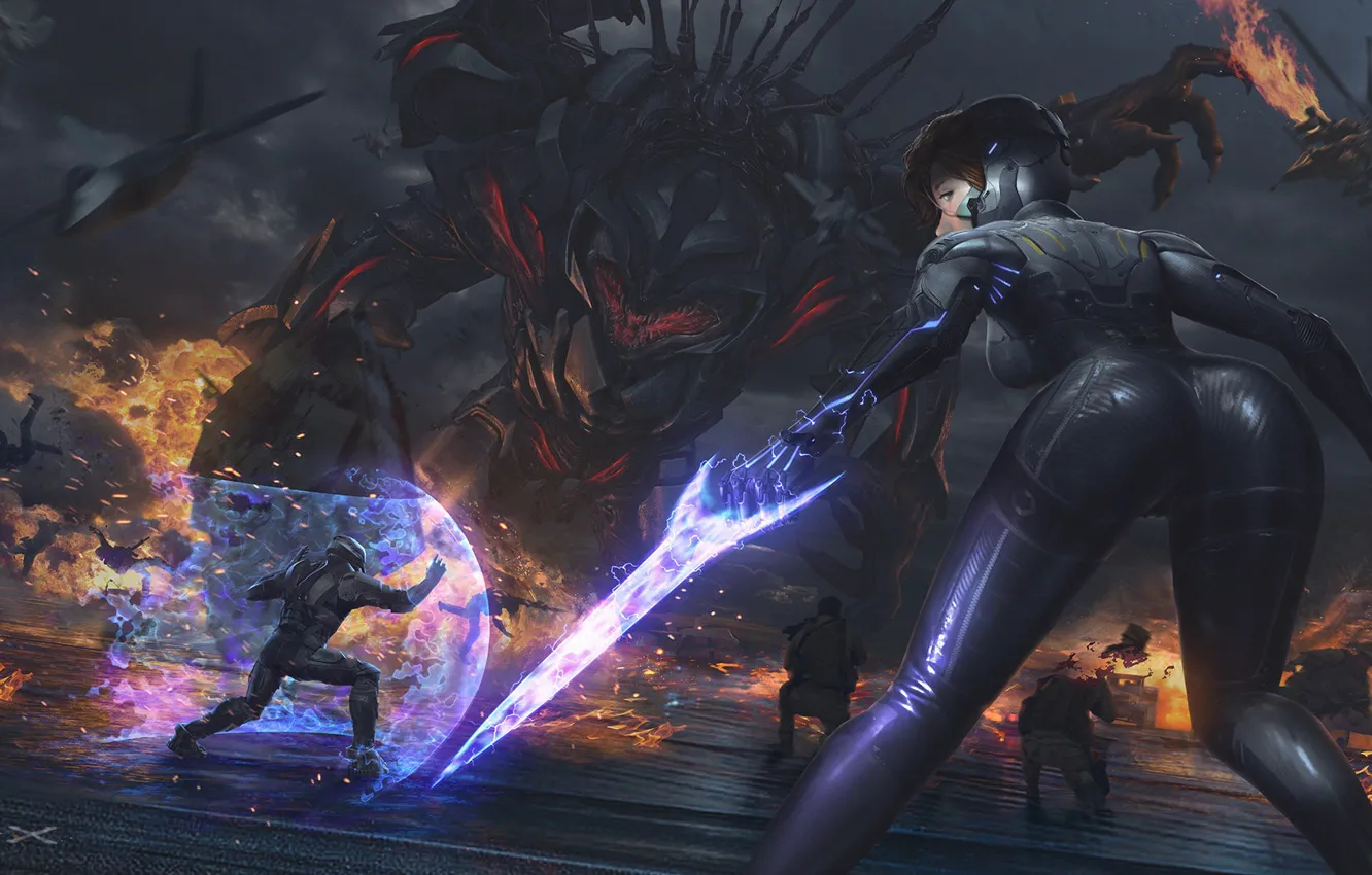 Photo wallpaper lights, fiction, attack, the demon, costume, demon, fire, the devil