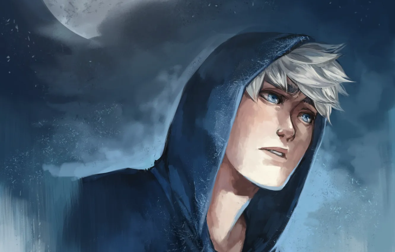 Photo wallpaper the moon, art, guy, Rise of the Guardians, Rise of the guardians, Jack Frost, Jack …