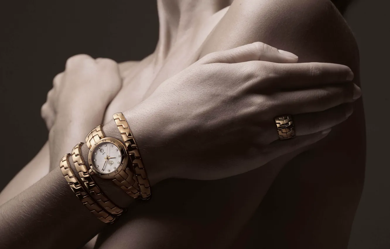 Photo wallpaper Girl, Watch, Hands, TAG Heuer, Closeup, Luxury Watches, Luxury watch, TAG Heuer Link Lady