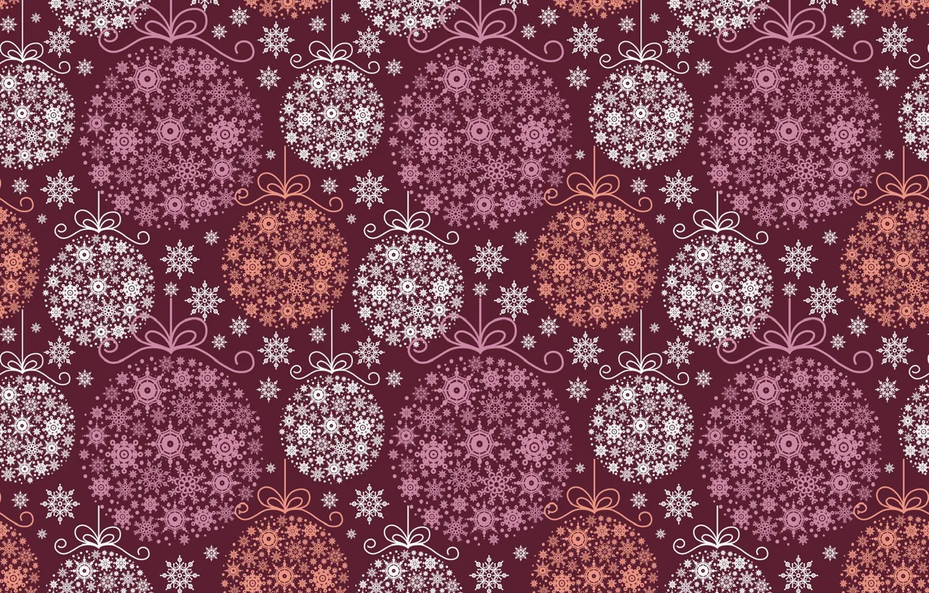 Photo wallpaper holiday, new year, art, decoration, snowflake, Christmas balls