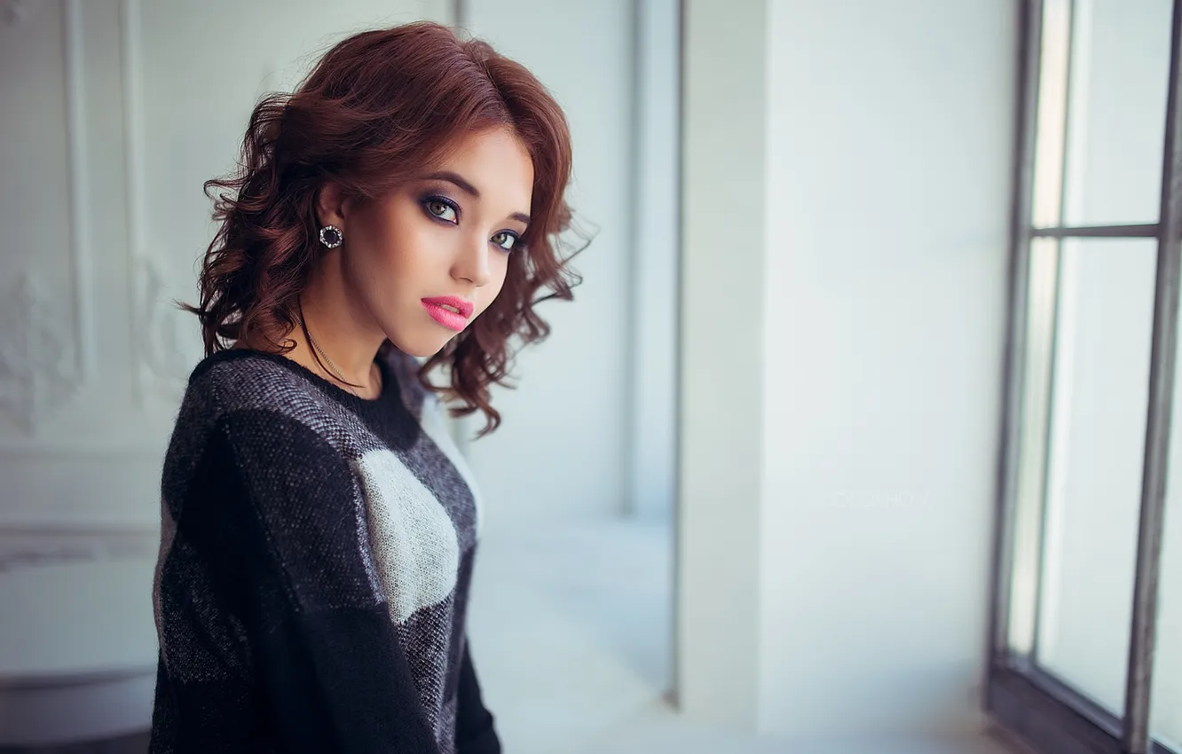 Photo wallpaper look, girl, room, sweetheart, black, dress, lips, Mary