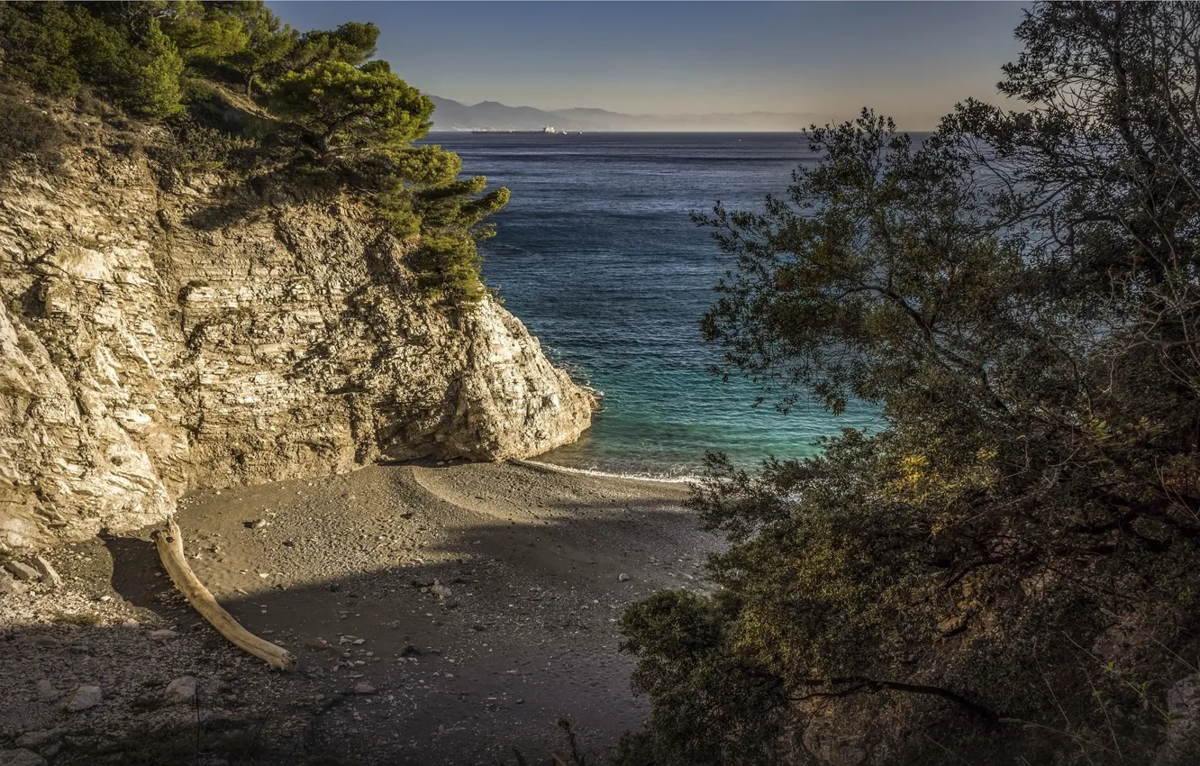Photo wallpaper the sky, rocks, shore