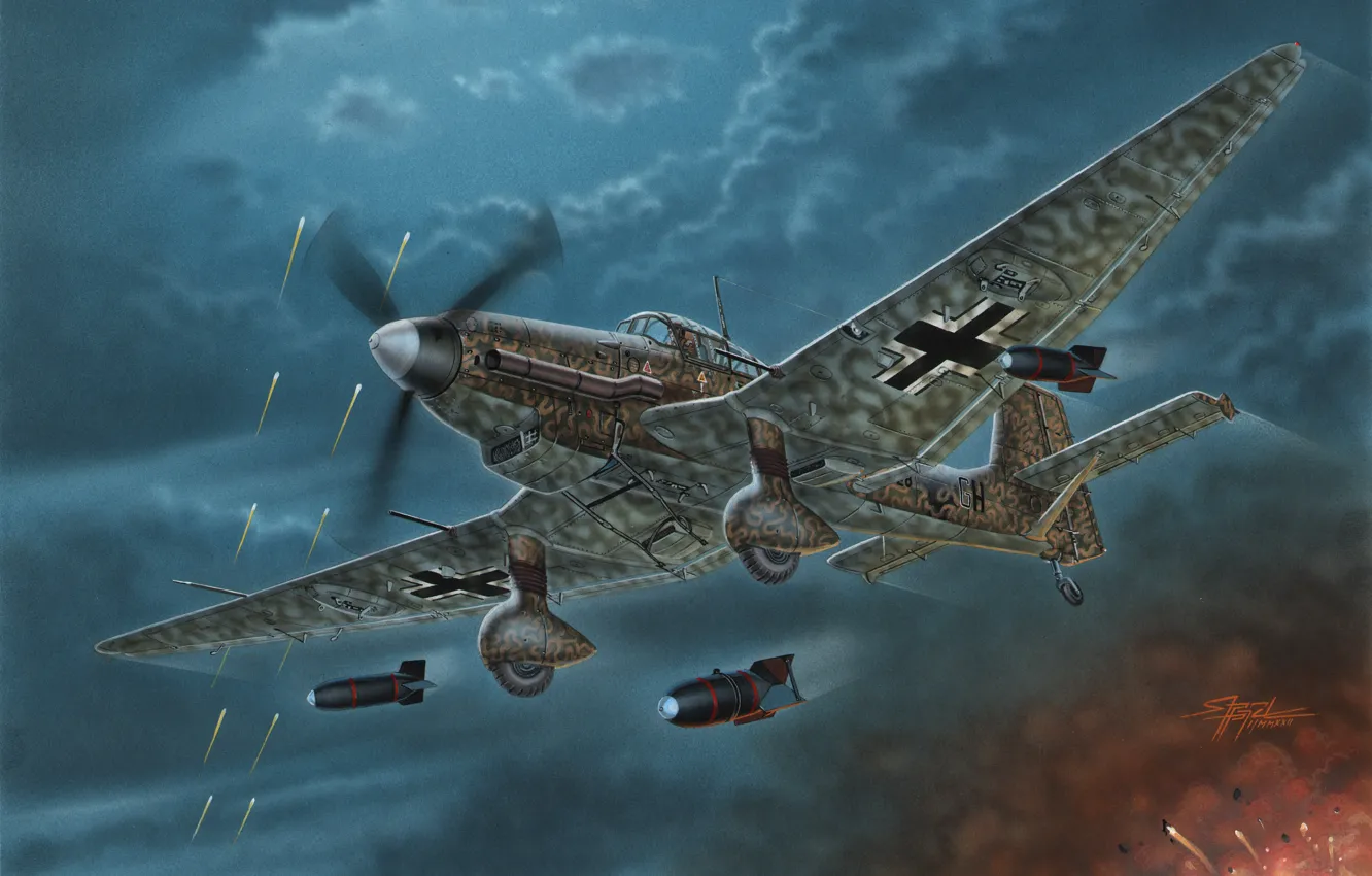 Photo wallpaper dive bomber, Ju-87, Air force, combat aircraft, Ju-87D