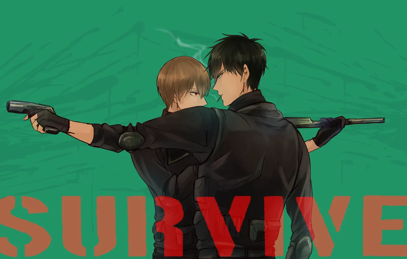 Photo wallpaper weapons, anime, art, guy, mafia, gintama, Hijikata Toushirou, okita sougo