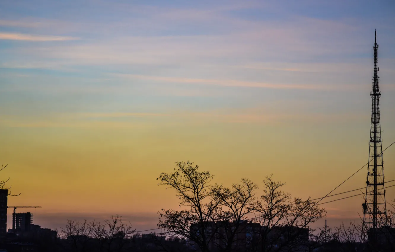 Photo wallpaper roof, sunset, the city, view, Rostov-na-Donu